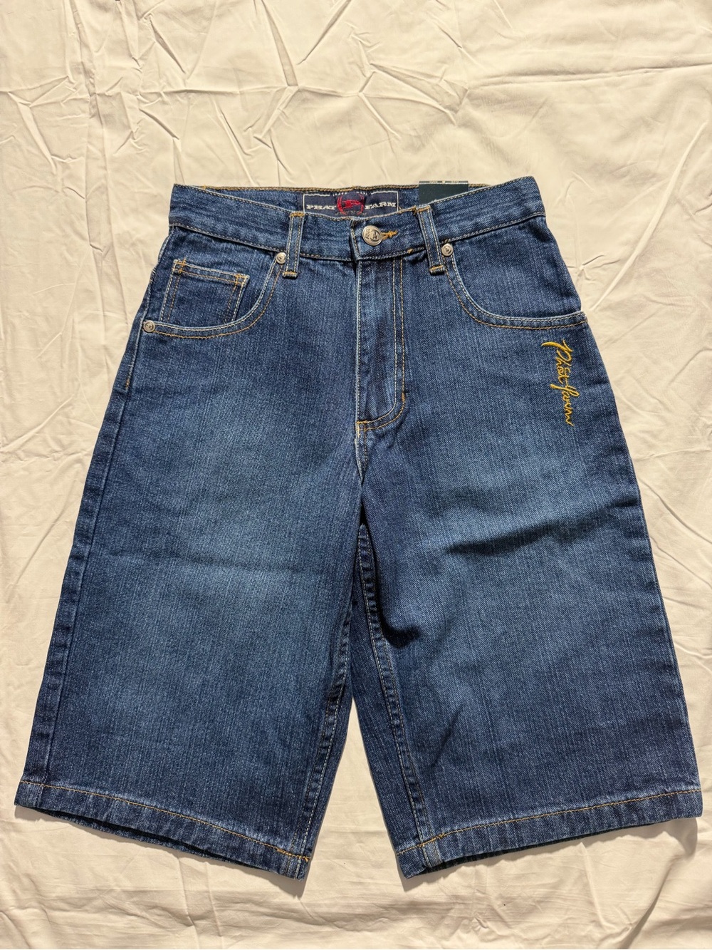 Phat Farm Boys Baggy Denim Shorts Vintage Y2K Medium Wash Blue Size 8 NWT